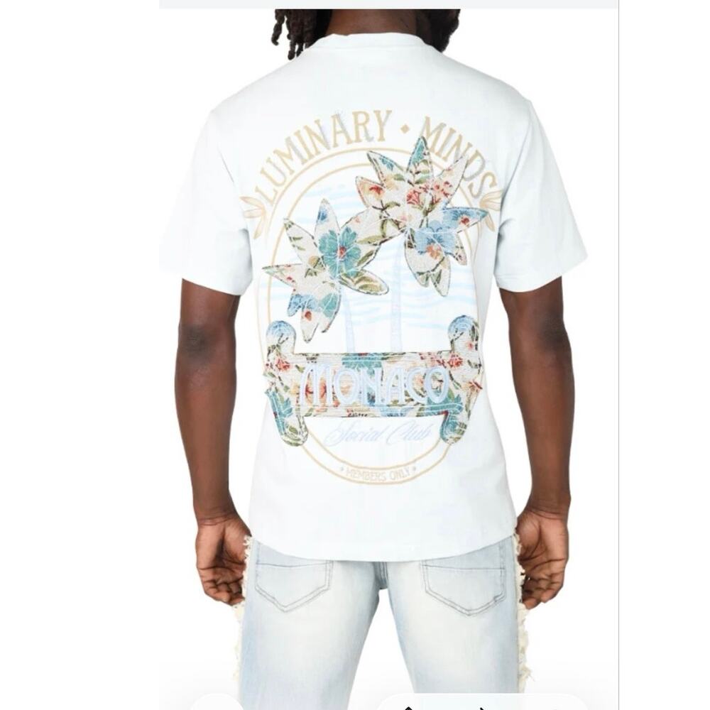 Smoke Rise Men’s Monaco Tapestry Graphic T-Shirt – Ecru – Size S – NWOT